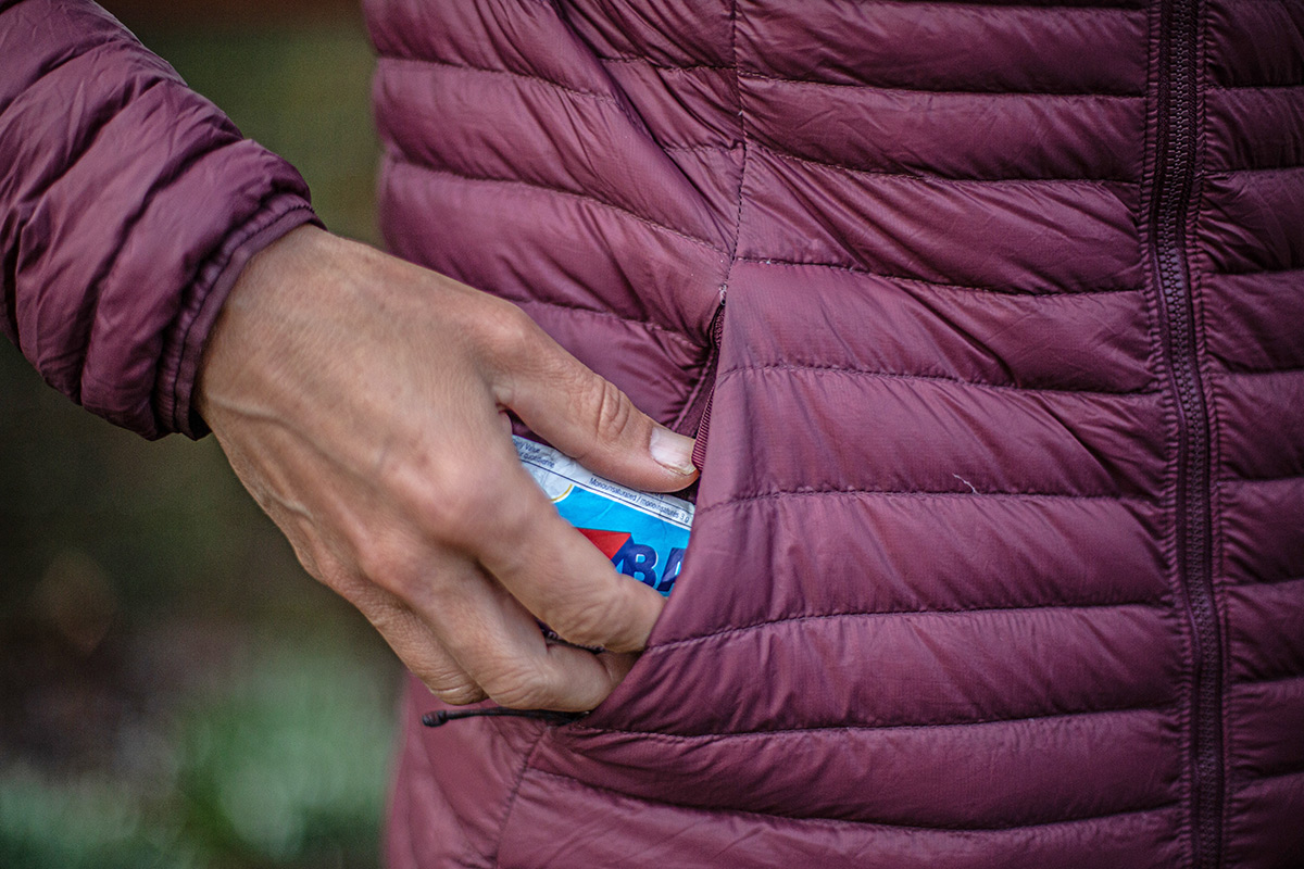 Patagonia AlpLight Down Jacket (stashing a snack in the hand pocket)